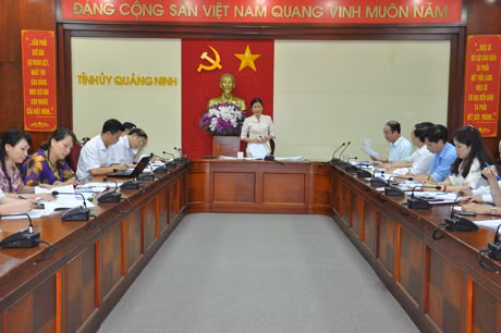 Đồng chí Đỗ Thị Hoàng, Phó Bí thư Thường trực Tỉnh ủy phát biểu tại Hội nghị giao ban.