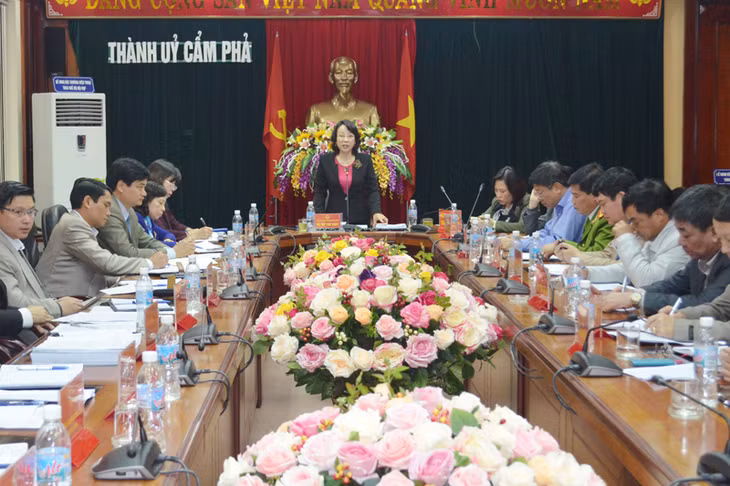 Đồng chí Vũ Thị Thu Thủy, Phó Chủ tịch UBND tỉnh phát biểu kết luận tại buổi làm việc