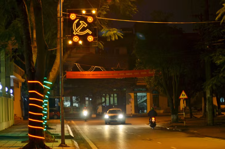 Cây xanh cũng được trang trí đèn màu thêm phần ấn tượng.