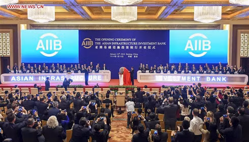 Lễ khai trương Ngân hàng đầu tư cơ sở hạ tầng châu Á (AIIB) tại Bắc Kinh. Ảnh: Tân Hoa xã