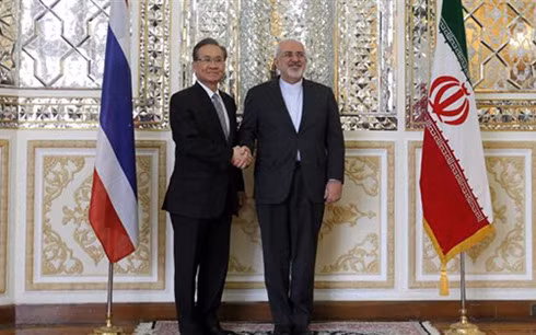 Bộ trưởng Ngoại giao Thái Lan Don Pramudwinai trong một cuộc gặp với Ngoại trưởng Iran Mohammad Javad Zarif. (Ảnh: thaivisa)