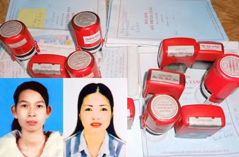 Đối tượng Bùi Thị Bích Liên, Nguyễn Thị Lan, cùng một số tang vật.