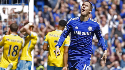 Gặp một “chú lùn” như MK Dons là cơ hội để Hazard ghi bàn thắng đầu tiên sau 2.289 phút tịt ngòi