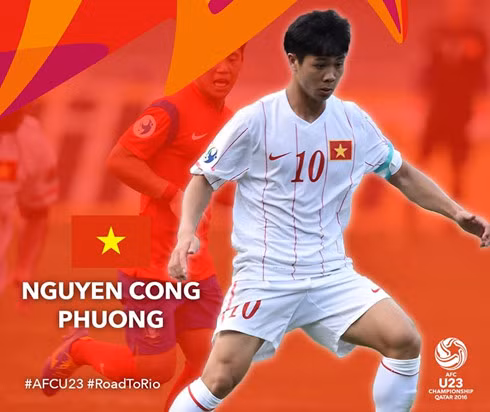 Hình ảnh Công Phượng trên trang chủ của AFC.