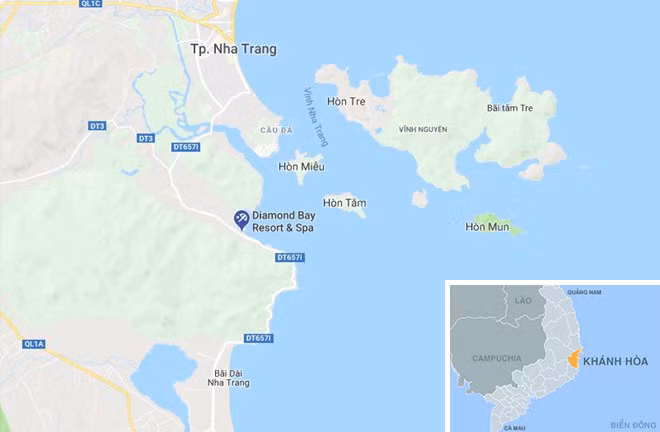 Khu du lịch Diamond Bay nơi diễn ra đêm chung kết. Ảnh: Google Maps.