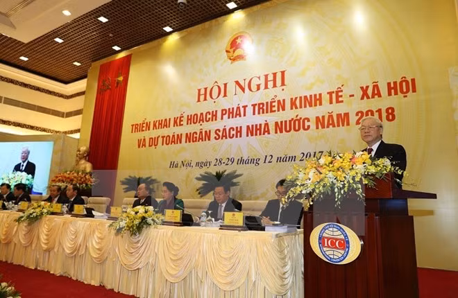 Tổng Bí thư Nguyễn Phú Trọng phát biểu chỉ đạo Hội nghị. (Ảnh: Trí Dũng/TTXVN)