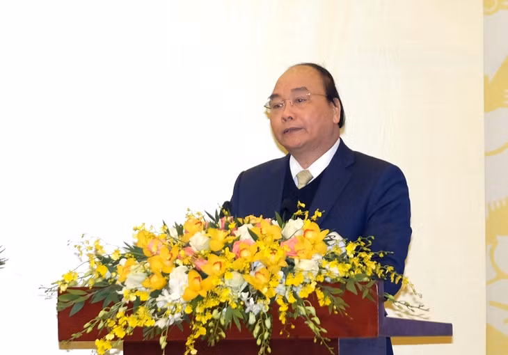Thủ tướng Nguyễn Xuân Phúc phát biểu tại Hội nghị. Ảnh VGP/Quang Hiếu