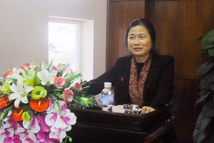 Đồng chí Đỗ Thị Hoàng, Phó Bí thư Thường trực Tỉnh ủy, phát biểu tại hội nghị.