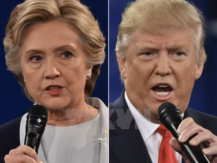 Chiến thắng bất ngờ của ứng cử viên Tổng thống Mỹ Donald Trump: Cuộc bầu cử Tổng thống Mỹ thứ 45 là cuộc rượt đuổi gay cấn giữa ứng cử viên Tổng thống đảng Dân chủ Hillary Clinton (ảnh trái) và ứng viên đảng Cộng hòa Donald Trump (ảnh phải). (Nguồn: AFP/TTXVN)