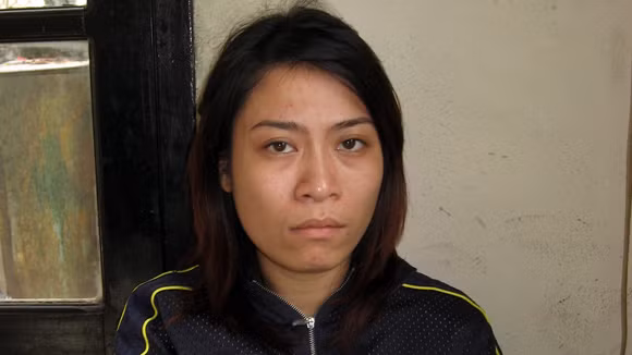 Vũ Thu Huyền tại thời điểm bị bắt giữ tháng 11-2012