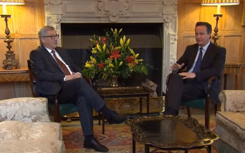 Thủ tướng Anh Cameron gặp Chủ tịch Ủy ban châu Âu Jean- Claude Juncker (ảnh: BBC)