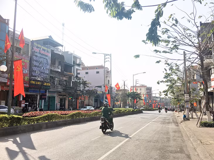 Các tuyến đường trên địa bàn TP Cẩm Phả rợp cờ hoa chào đón năm mới