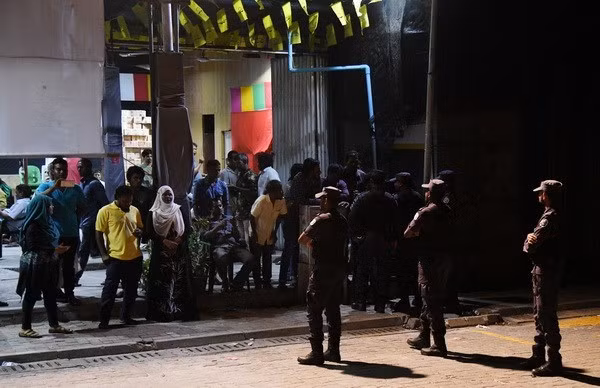 Lực lượng an ninh gác tại thủ đô Male, Maldives ngày 7/2. (Nguồn: AFP/TTXVN)
