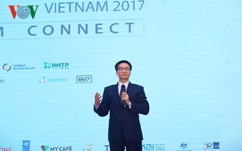 Phó Thủ tướng Vũ Đức Đam trong lễ khai mạc Ngày hội khởi nghiệp đổi mới sáng tạo VN 2017.