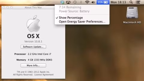 OS X 10.8.1 cải thiện pin đáng kể so với phiên bản trước. Ảnh: Cultofmac