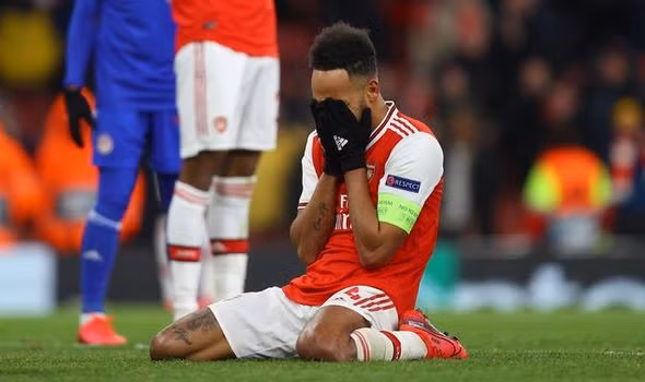 Aubameyang không thể giúp Arsenal đi tiếp ở Europa League dù đã có bàn thắng đẹp mắt. (Ảnh: Getty)