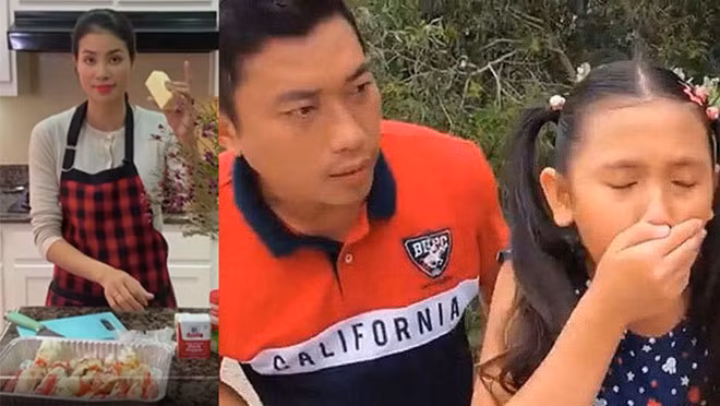 Hoa hậu Phạm Hương bị mất điểm vì vlog ẩm thực (ảnh trái); Diễn viên Kinh Quốc bị chỉ trích vì clip cho nghệ sĩ nhí thử thách ăn thanh long