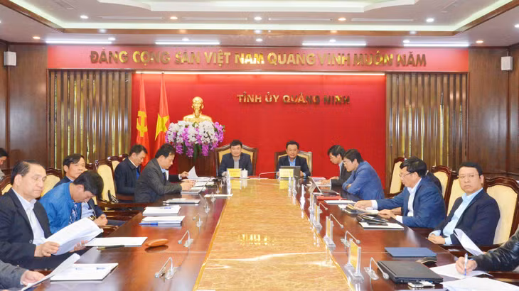 Quang cảnh hội nghị tại điểm cầu Quảng Ninh.