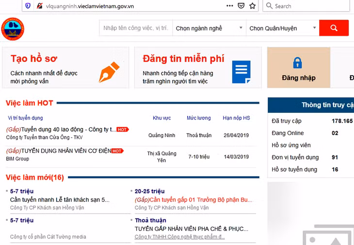 Thời điểm này, Trung tâm Dịch vụ việc làm Quảng Ninh tăng cường cung cấp thông tin thị trường lao động, cung- cầu lao động trên địa bàn tỉnh trên website của Trung tâm.