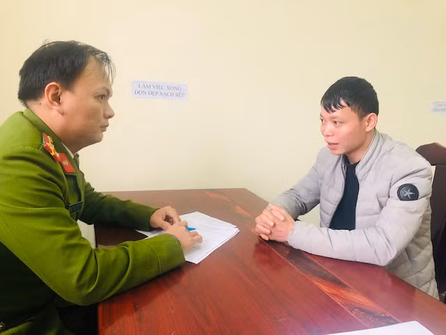 Đối tượng Lý Văn Quang tại cơ quan điều tra.