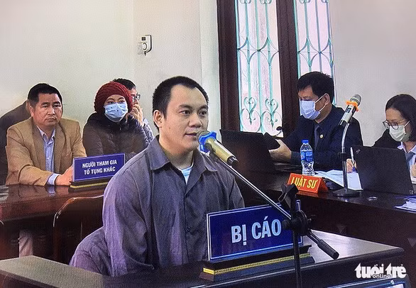 Bị cáo Lê Ngọc Hoàng (tài xế xe container) tại phiên tòa ngày 14/2.