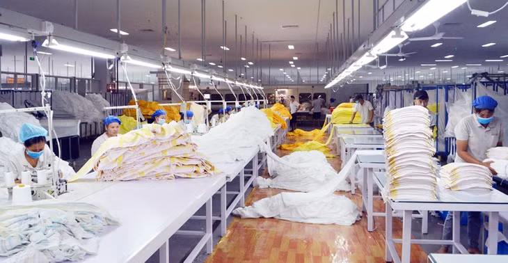 Lao động làm việc tại dây chuyền may Công ty TNHH Đại Đông Việt Nam (KCN Cảng biển Hải Hà, huyện Hải Hà).