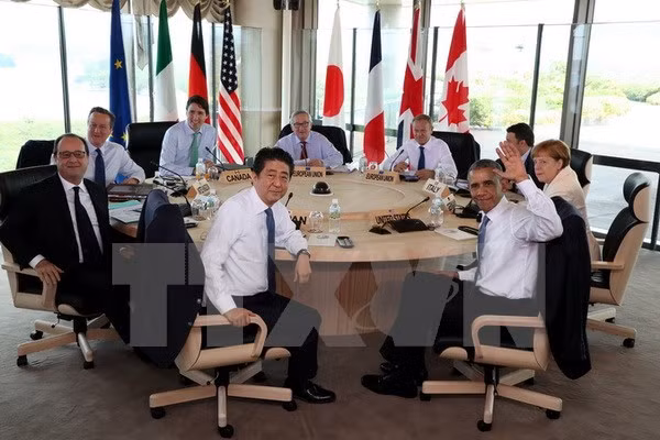 Các nhà lãnh đạo G7 tại cuộc họp ở Mie, Nhật Bản. (Nguồn: EPA/TTXVN)