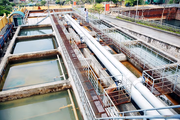 Bể xử lý nước thải mỏ tại Trạm Xử lý nước thải +25 Núi Nhện, phường Cao Sơn, TP Cẩm Phả. Ảnh: Đỗ Phương
