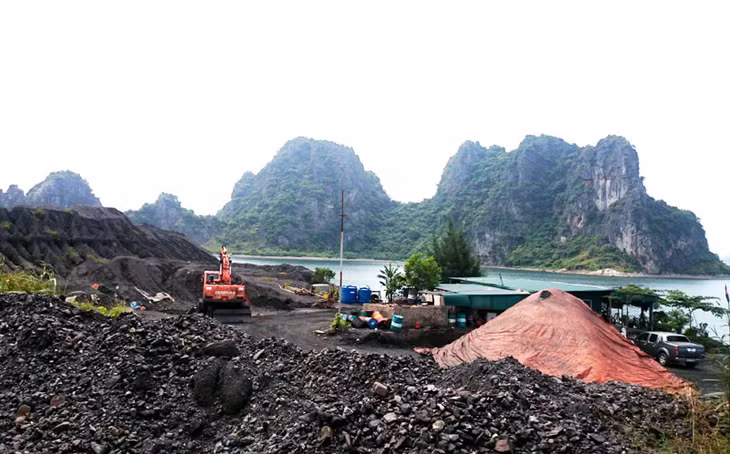 Ven bờ Vịnh Bái Tử Long (phường Cửa Ông, TP Cẩm Phả), những bãi than khi có mưa lớn sẽ bị rửa trôi, gây ô nhiễm môi trường nước biển.