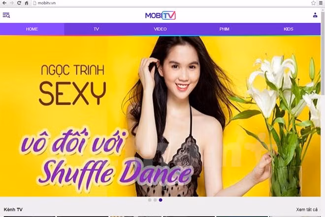 Giao diện trang mobitv của Viettel. (Ảnh chụp màn hình chiều 18/5)