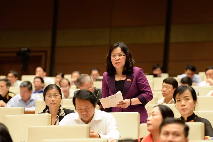Đại biểu Ngô Thị Minh, Phó Chủ nhiệm Ủy ban Văn hóa, Giáo dục, Thanh niên, Thiếu niên và Nhi đồng của Quốc hội phát biểu thảo luận.