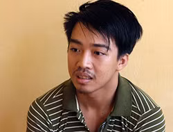 Khôi tại cơ quan điều tra. Ảnh: Thuý Phượng.