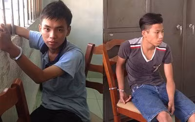 Nghi can Sang và Thanh tại cơ quan điều tra. Ảnh: Việt Văn.