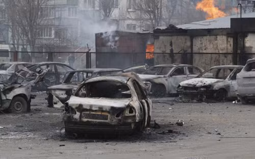  Quang cảnh đổ nát tại thành phố Mariupol. (Ảnh: AP)