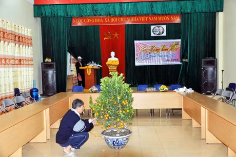 Nhà văn hóa khu I, phường Hồng Hà được trang trí rực rỡ 