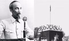 Chủ tịch Hồ Chí Minh đọc Tuyên ngôn Độc lập, khai sinh nước Việt Nam Dân chủ Cộng hòa, ngày 2/9/1945, tại Quảng trường Ba Đình (Hà Nội). Ảnh: Tư liệu.