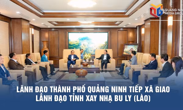 Lãnh đạo thành phố Quảng Ninh tiếp xã giao lãnh đạo tỉnh Xay Nhạ Bu Ly (Lào)