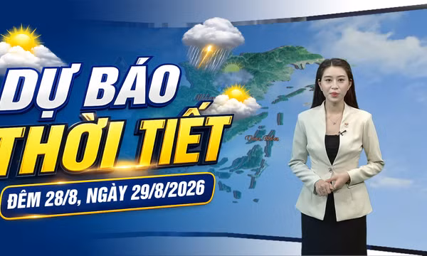 Dự báo thời tiết đêm 28, ngày 29/8/2026