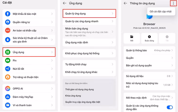 Cách gỡ cài đặt cập nhật ứng dụng trên các hệ máy Android.