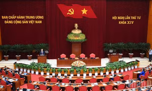 Phiên bế mạc Hội nghị lần thứ tư Ban Chấp hành Trung ương Đảng khóa XIV. (Ảnh: ĐĂNG KHOA) 