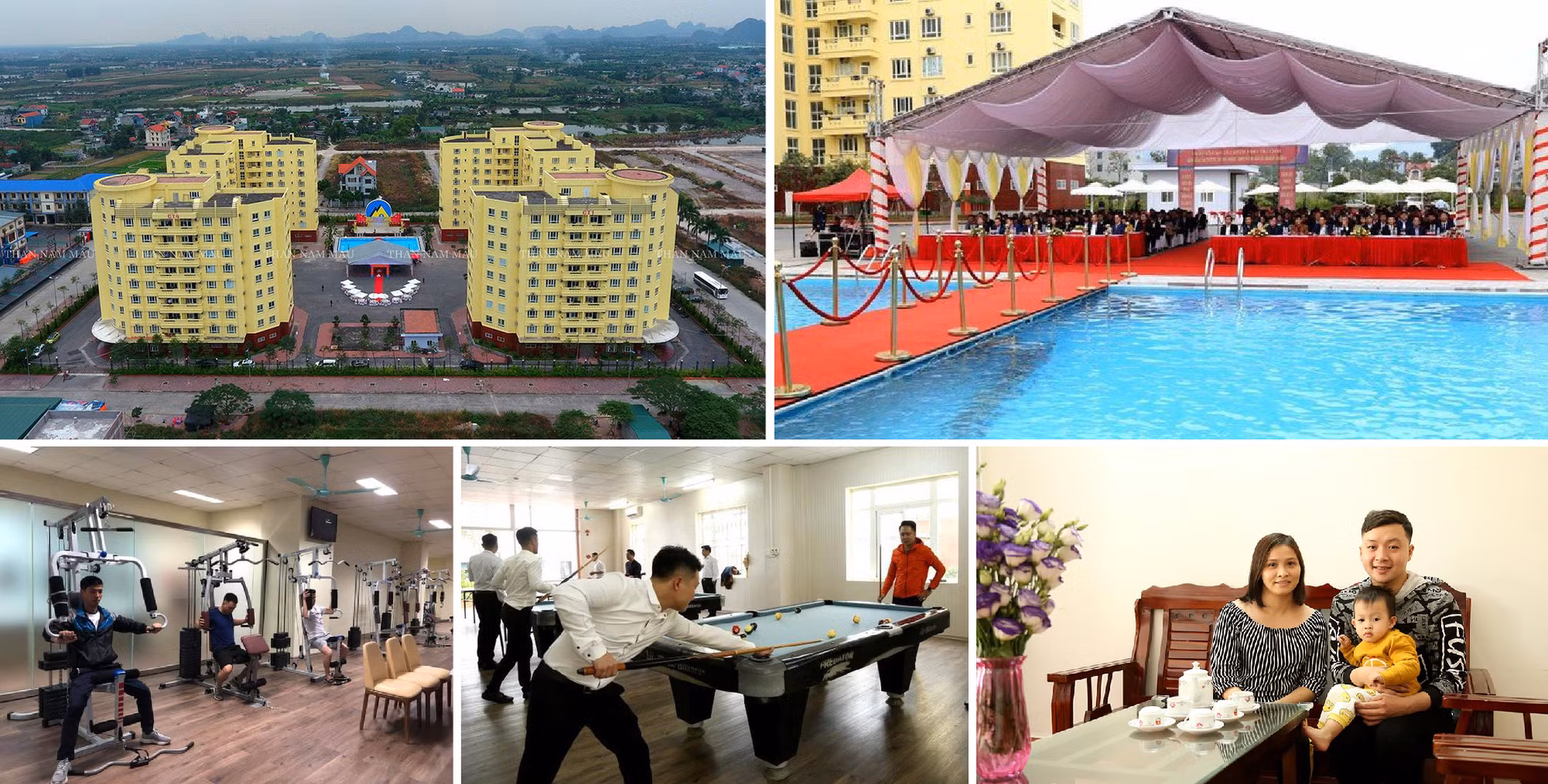 Công ty than Nam Mẫu là đơn vị đầu tiên của TKV xây chung cư kiểu mẫu cho công nhân với nhiều hạng mục phục vụ người lao động như: bể bơi, phòng tập thể dục, phòng chơi bi-a...