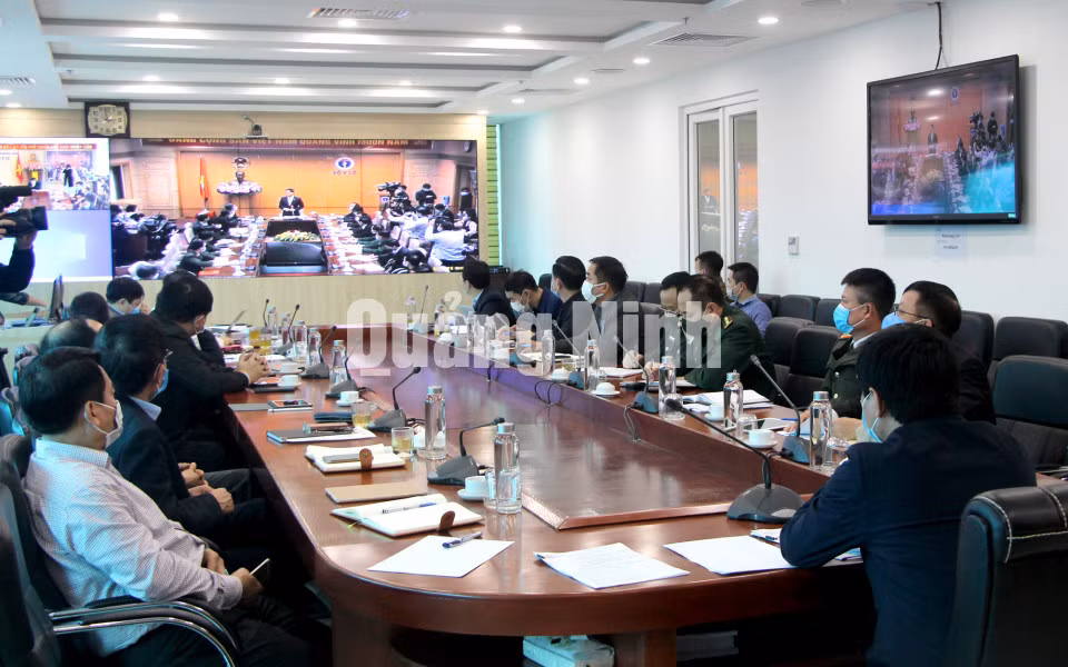 Quảng Ninh tham dự hội nghị trực tuyến toàn quốc của Ban Chỉ đạo quốc gia phòng, chống dịch Covid-19 (1-2021). Ảnh: Thu Chung