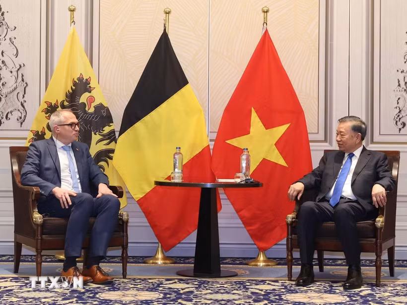 Tổng Bí thư, Chủ tịch nước Tô Lâm tiếp Bộ trưởng, Thủ hiến vùng Flanders Matthias Diependaele - Ảnh: TTXVN