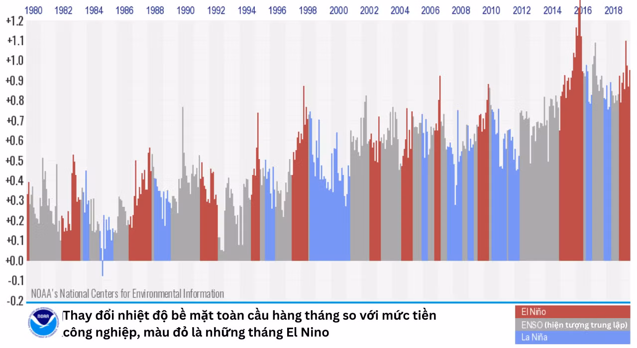 Năm 2016 có tháng ghi nhận mức nhiệt tăng trung bình 1,3 độ C.