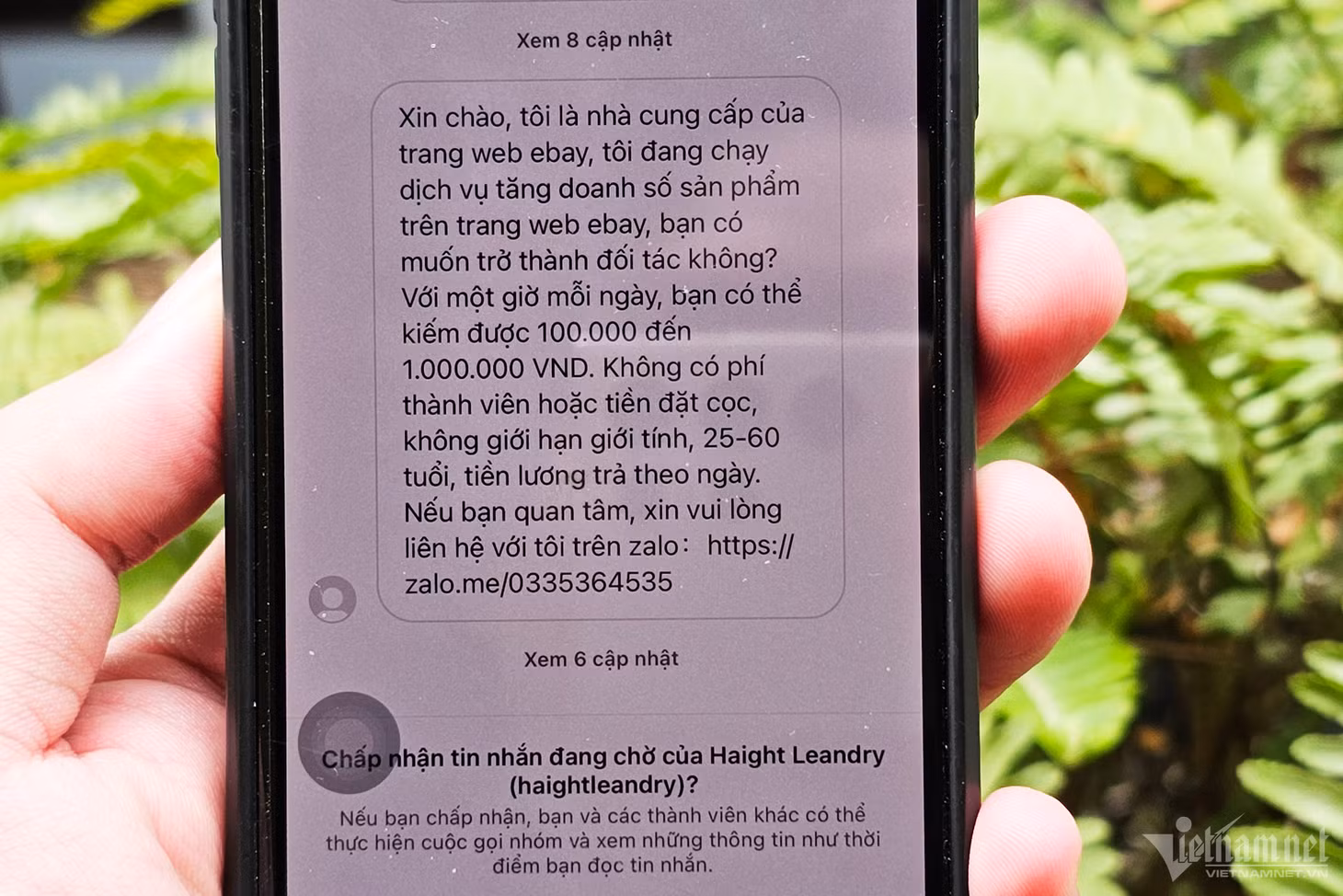 Những tin nhắn mời gọi làm việc online như trên thực chất là thủ đoạn giăng bẫy của những kẻ lừa đảo. Ảnh: Trọng Đạt