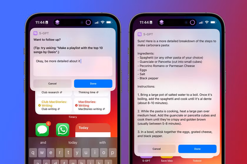 Ảnh minh hoạ cách thức S-GPT hoạt động trên iPhone