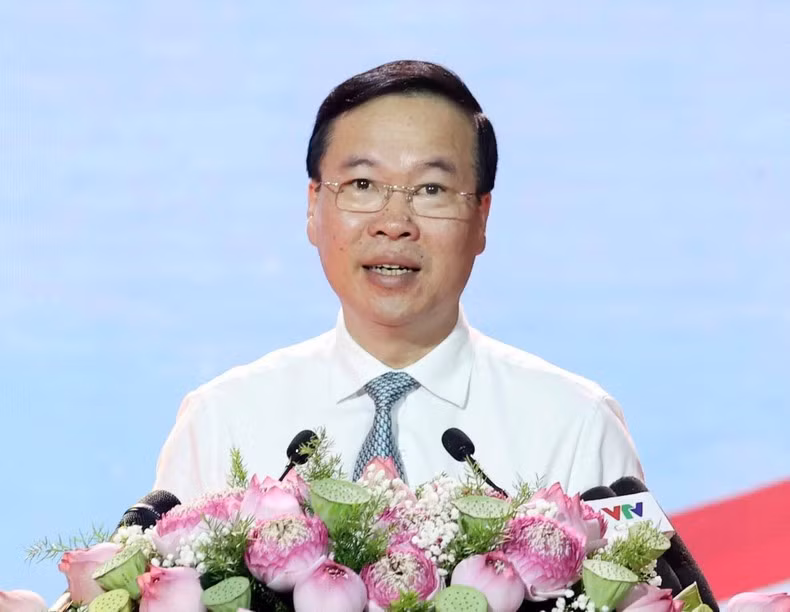Chủ tịch nước Võ Văn Thưởng phát biểu tại Lễ phát động. (Ảnh: TTXVN)