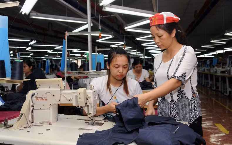 May áo xuất khẩu tại Công ty cổ phần Tổng công ty May Bắc Giang (Bắc Giang). (Ảnh TRẦN KHÁNH)