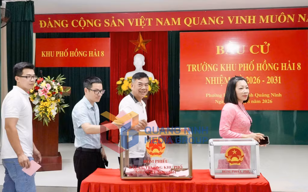 Các cử tri đại diện hộ gia đình khu phố Hồng Hải 8, phường Hạ Long (8-2026). Ảnh: Trúc Linh
