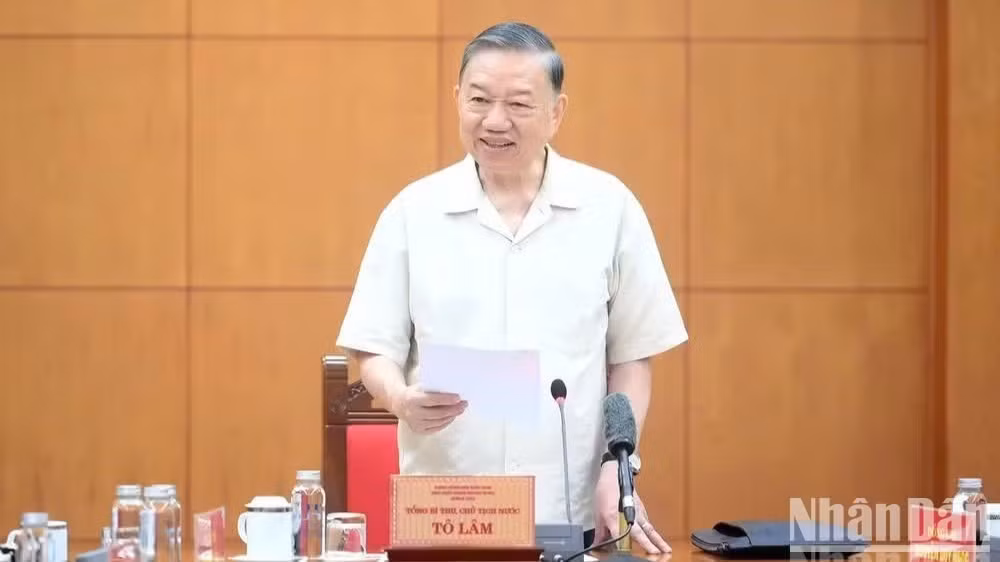 Tổng Bí thư, Chủ tịch nước Tô Lâm phát biểu tại cuộc làm việc. (Ảnh: ĐĂNG KHOA)